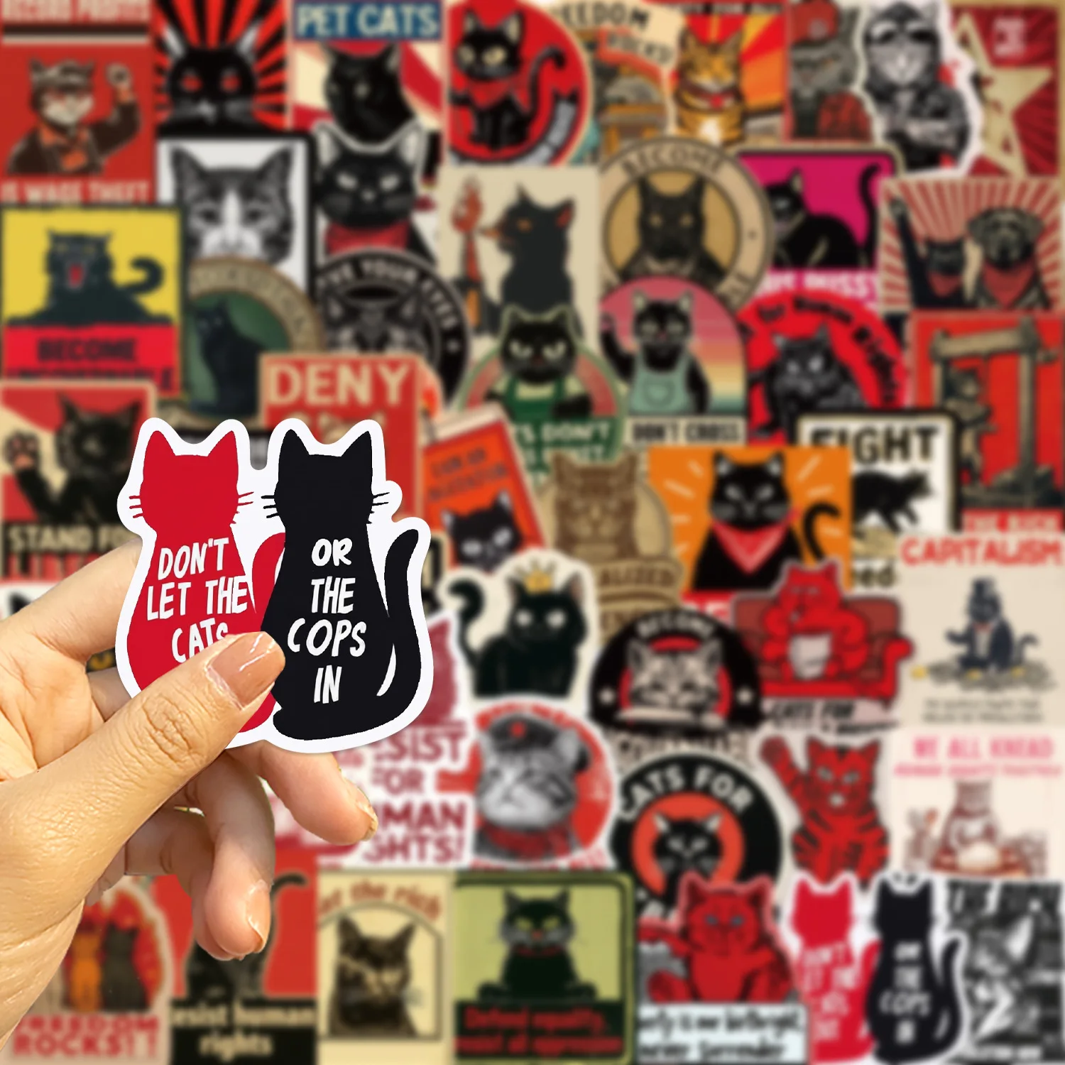 50-100PCS 5 Cartoon Cat Resistance Graffiti Stickers Decorative Guitar Notebook Luggage DIY Waterproof