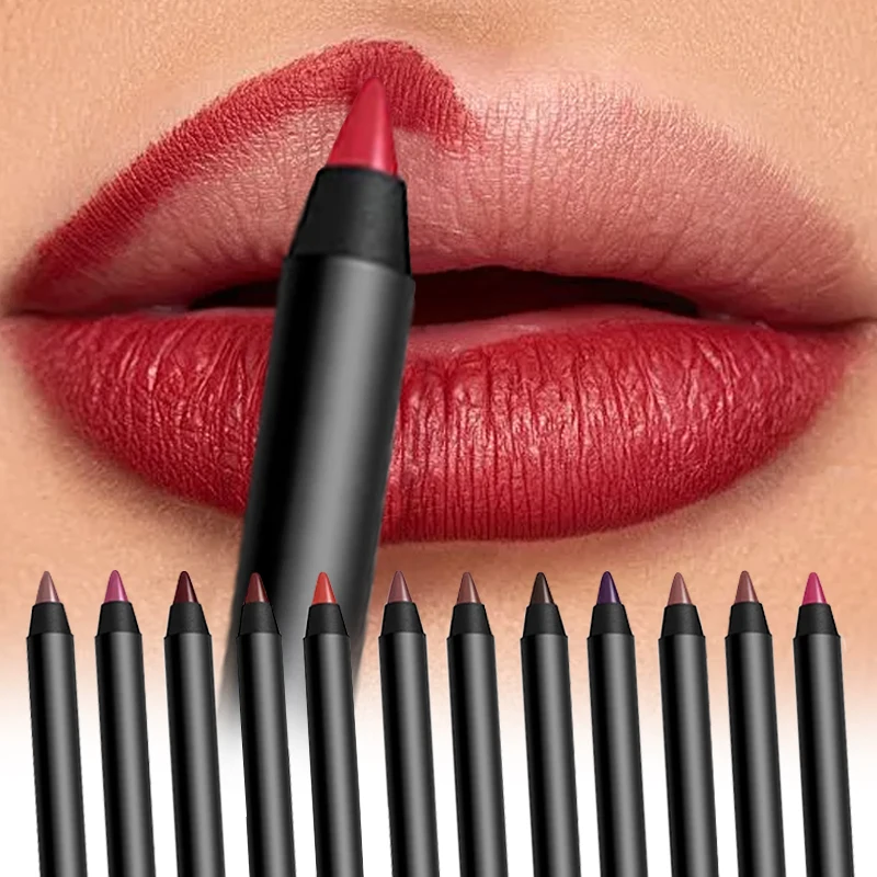 

13pcs Colors Sexy Lip Liner Pencil Waterproof Matte Lipstick Non-stick Cup Makeup Contouring Cosmetic Set Bite Lip Pen Women