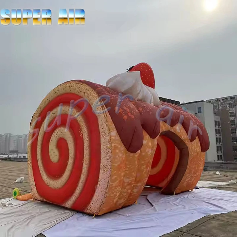 Gran oferta, tienda de pan inflable personalizada con molde para pastel en rollo suizo para eventos de fiesta