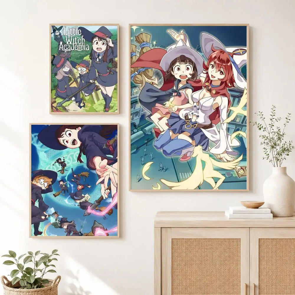 Cute Anime L-Little Witch Academia Poster Self Adhesive Wall Art Decor for Bedroom Living Room Office Home Decor Gift