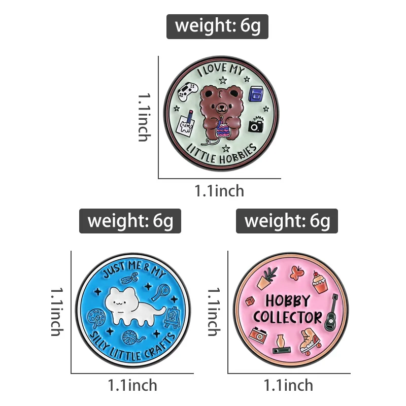 Hobby Collector Enamel Pins Crafts Game Book Reading Drawing Brooches Lapel Badge Photography Plant Jewelry Gift for Friends