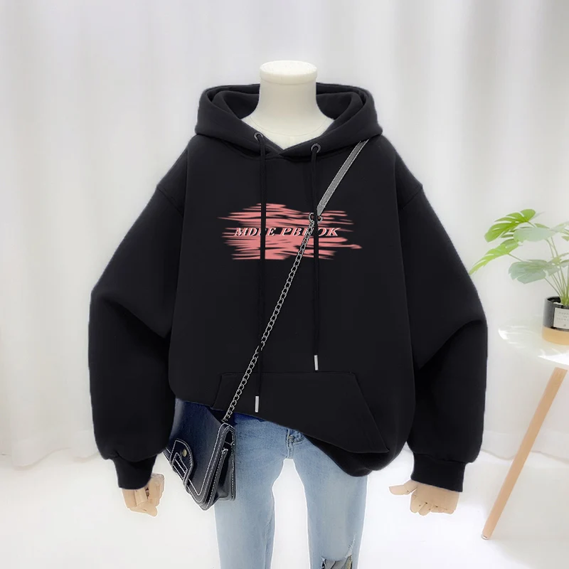 Sudaderas con capucha Vintage para mujer, ropa con estampado de letras, Top informal suelto, jerséis de manga larga con cuello redondo, moda de otoño