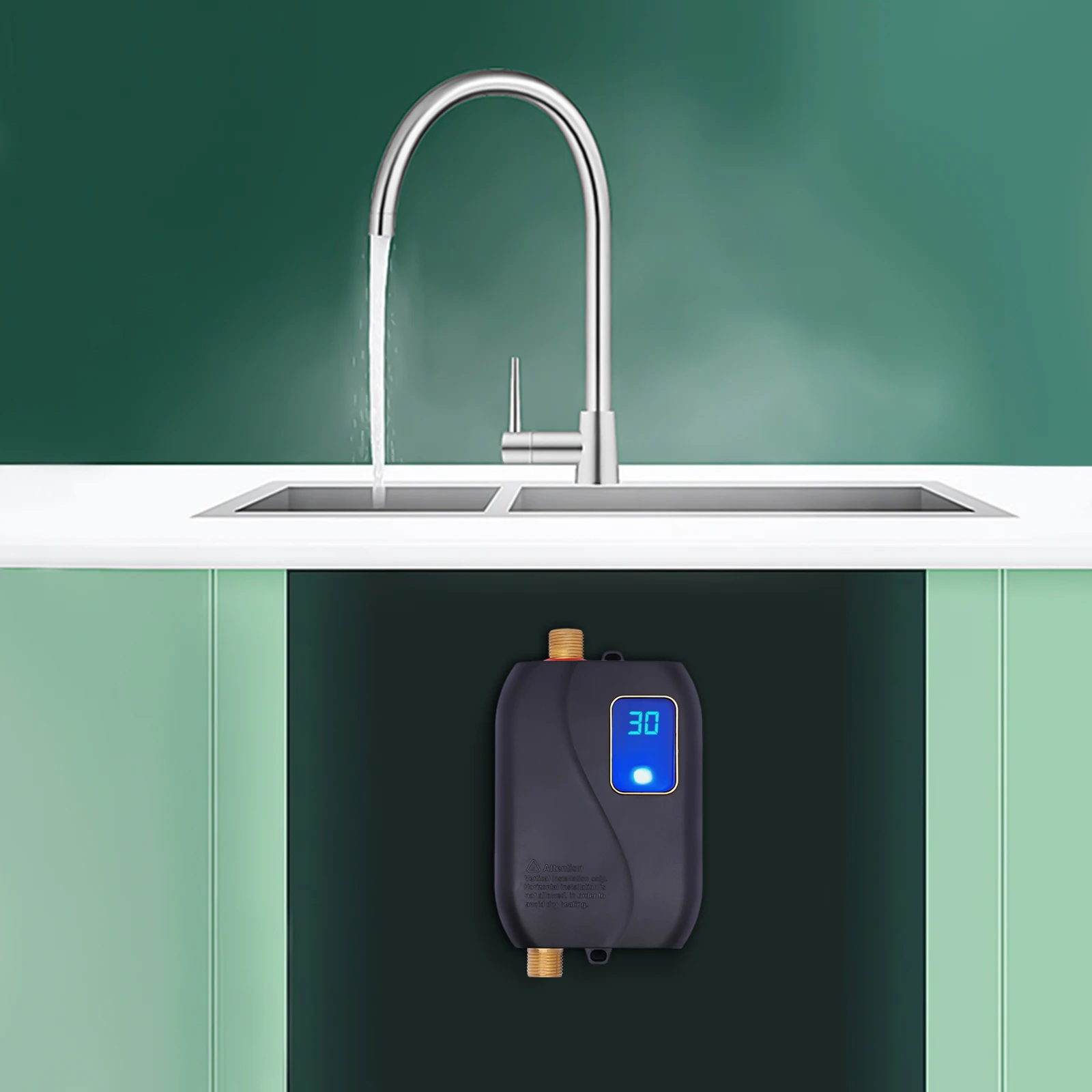 3.000W 68-122 ° F Mini Aquecedor de Água Instantâneo Ajustável 110V US Plug 3-5 Segundos Aquecimento Rápido Sob Pia para Cozinha Banheiro
