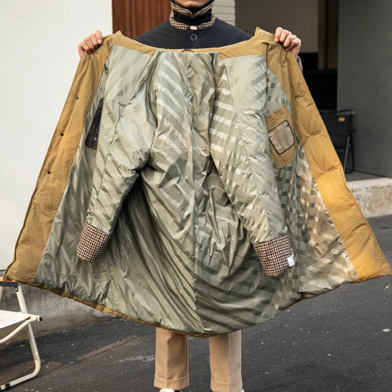 Chaqueta de plumón larga y gruesa para hombre, Parka informal de negocios con estilo Vintage para invierno