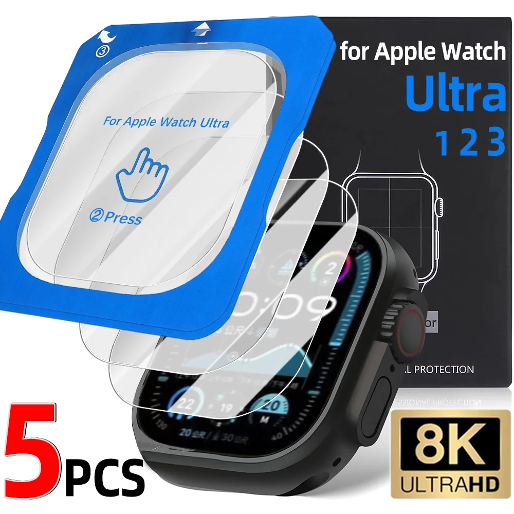 

1-5pcs for Apple Watch Ultra 1/2/3 Easy Install Screen Protector HD Tempered Glass Anti-Scratch Protective Film for IWatch 49mm