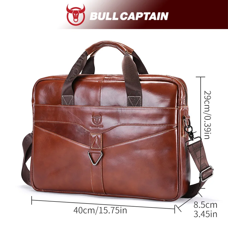 Business men's briefcase leather stitching men's multi-function large capacity one shoulder travel briefcase