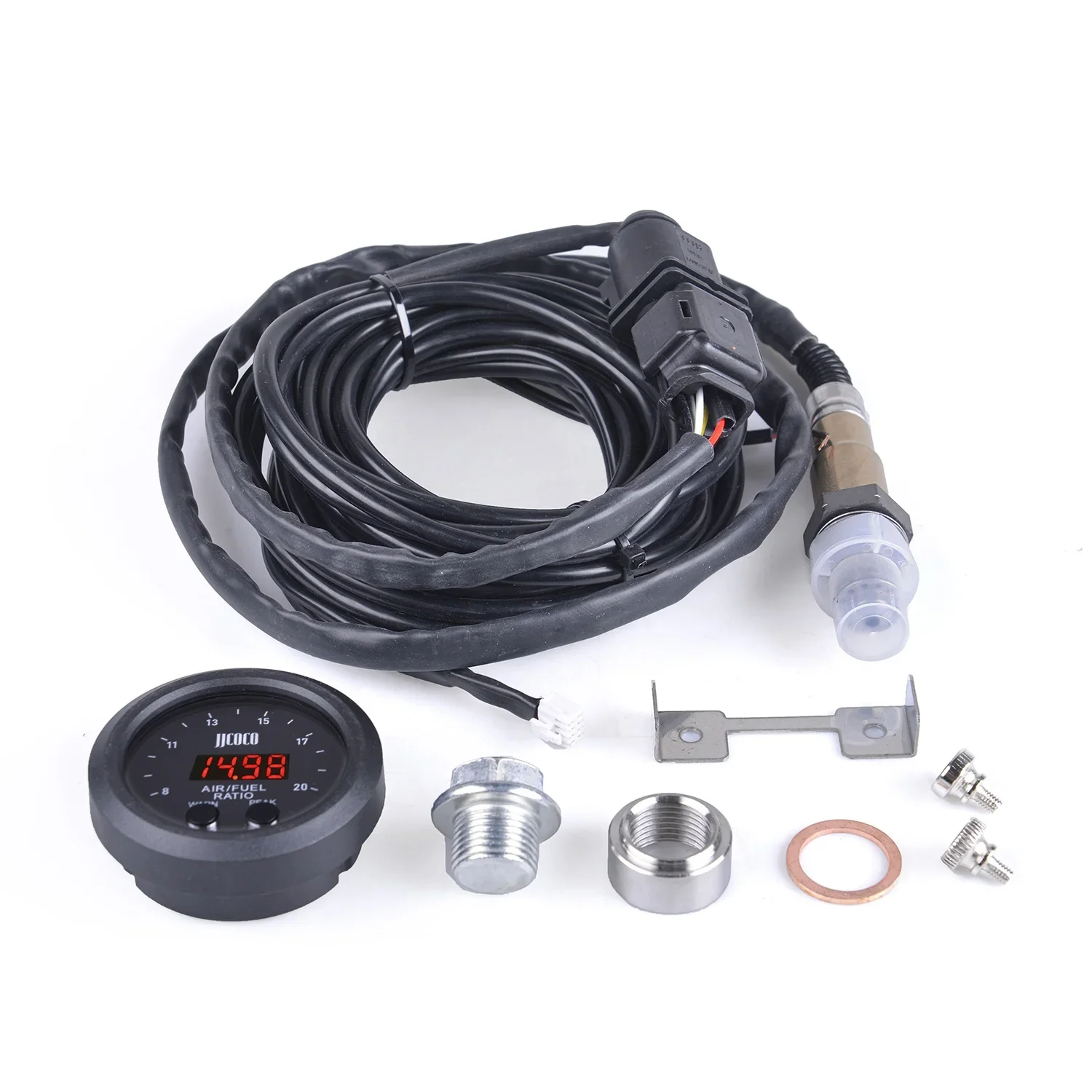 Medidor de relação de combustível de ar de 2 ''52 mm estilo ultrafino universal com sensor de oxigênio O2 06J906262AA