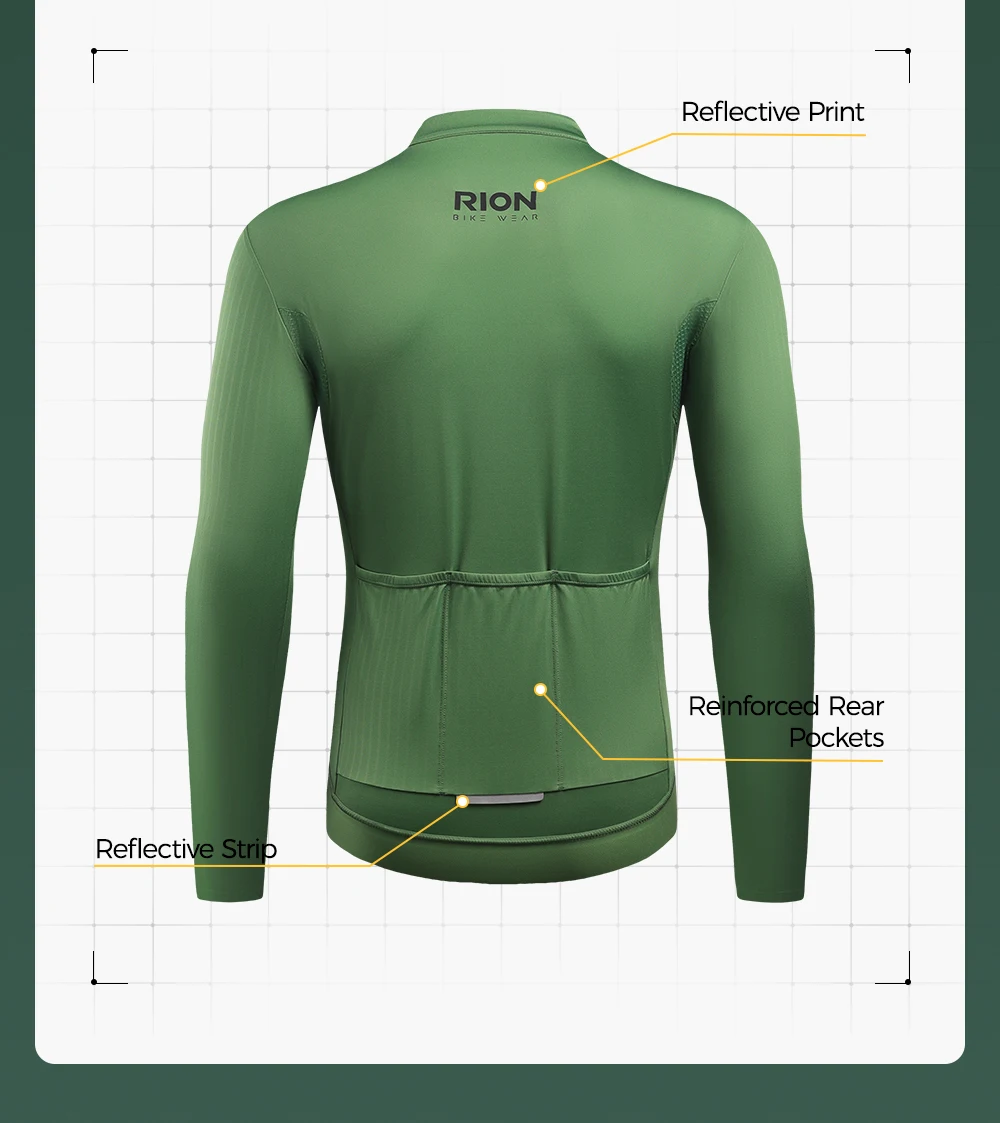 RION Herren Fahrradtrikot Langarm Fahrradbekleidung UPF50+ Motocross T-Shirt Mountainbike MTB Shirts Fahrradausrüstung Slim Fit – Detail 11