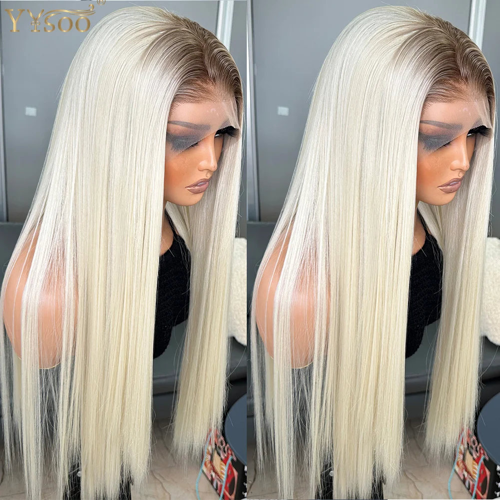 Long Deep Part Ombre Highlights Silky Straight Futura Synthetic Lace Front Wig Natural Hairline 13x6 Glueless Half Hand Tied Wig image 5