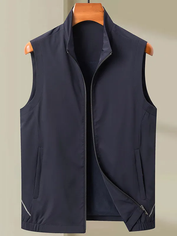 

Men's Svel Vest 2025 Spring Summer New Sle Thin Stand Collar oulder Pad Casual Large Size Outerwear