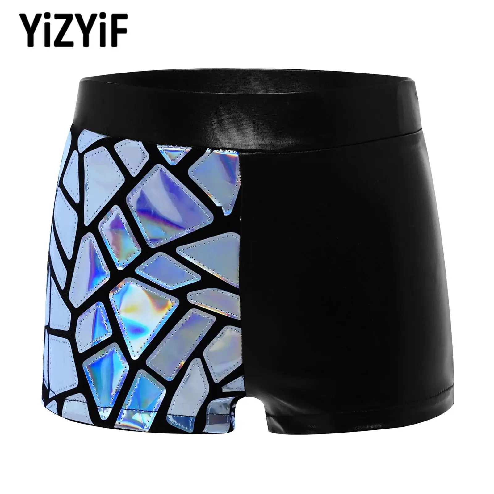 

Girls Sports Shorts Bottoms Gymnastics Dance Costume Sequins Embellished Elastic Waistband Metallic Shorts Dancewear Active Wear