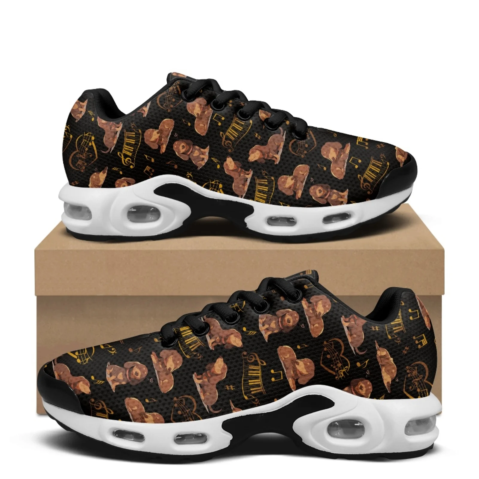 PENSTROLL Dachshund Musical Mens Running Shoes Walking Shoes for Adult Lace-Up Athletic Fashion Shoes