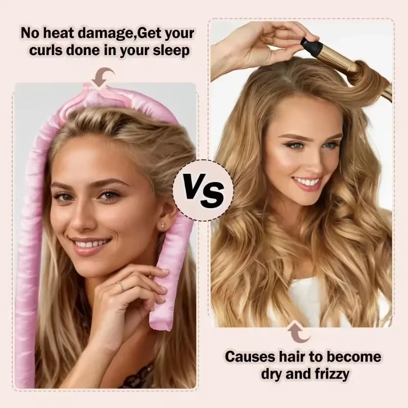 8pcs No-Heat Curling Iron Set Night Cap Hair Roller Set Lazy Hair Curlers Headband Hairs Rollers Bristle Brush Hair Styling Tool