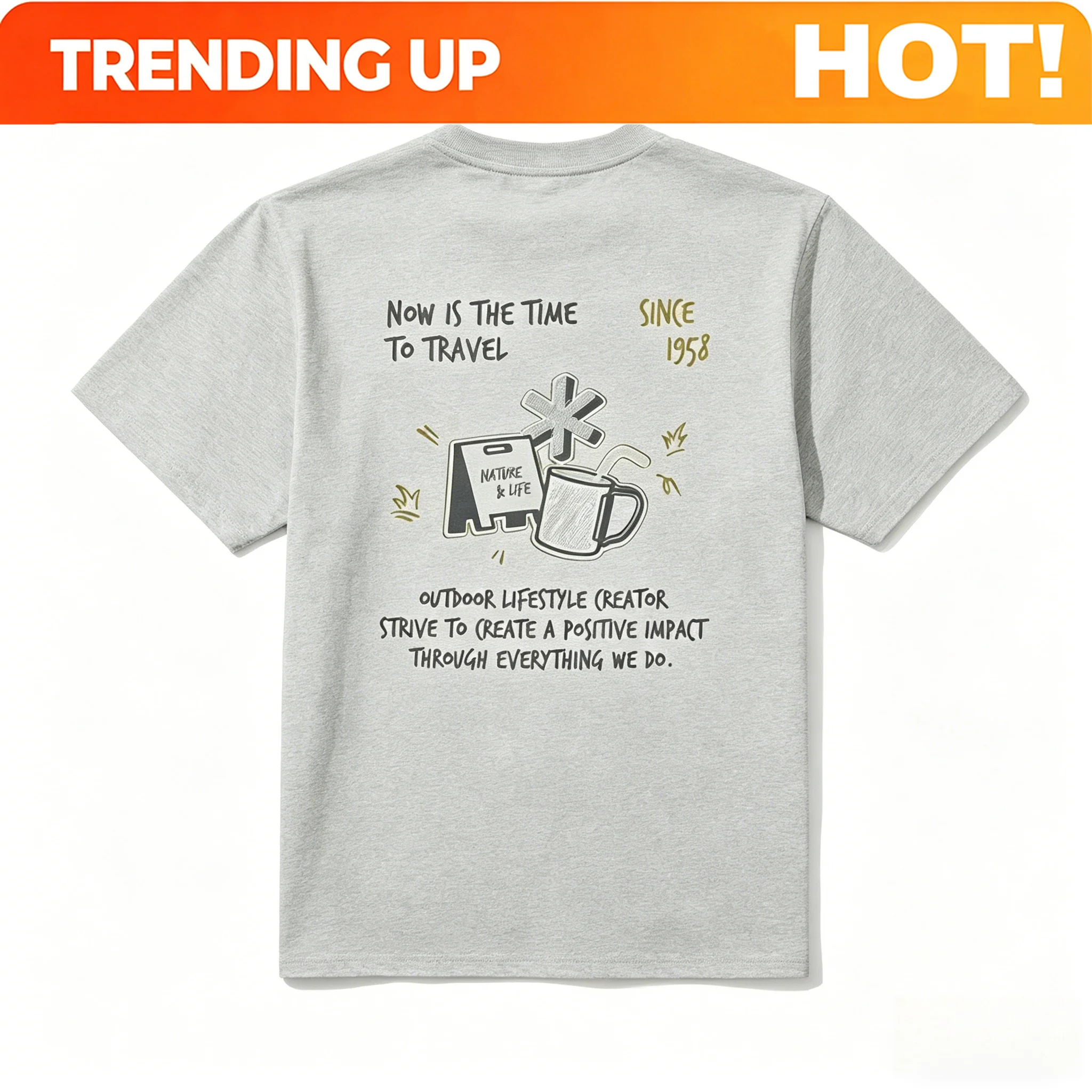2026 Summer New Snow Peak Summer New Print Outdoor Camping Leisure Short-sleeved T-shirt Pure Cotton Leisure Vacation Unisex