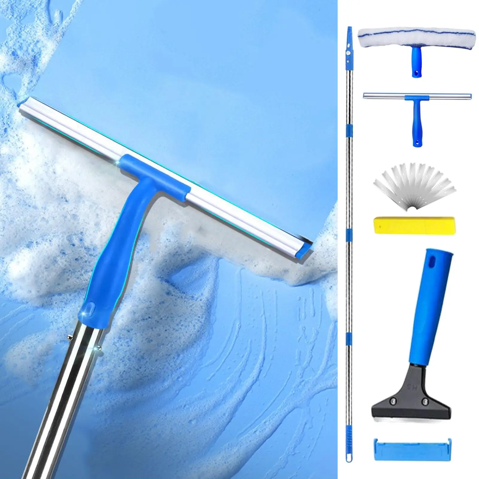 

Squeegee Shower Cleaner Heavy Duty Telescopic Rotatable Household Scrubber Bathroom Squeegee Window Scrubber For Tile Wall