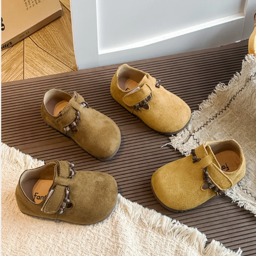 Kids'Casual Shoes Solid Color PU Leather Autumn Fashion Shoes For Children Breathable Anti-slip Khaki Brown Size 23-36