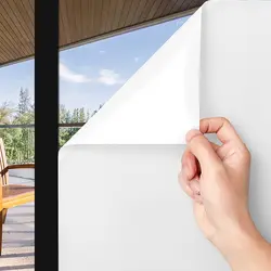 Window Privacy Film Frosted Glass Window Clings for Privacy Non-Adhesive Anti UV Static Cling for Home Shower and Office White