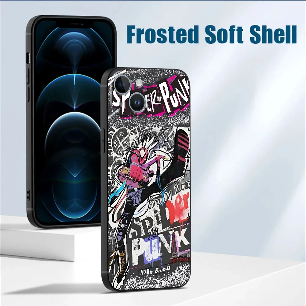 Phone Case for Apple iPhone 11 Pro 13 12 Mini 15 Pro Max SE 7 6s 14 XS X XR 8 Plus TPU Soft Marvel Spider Man Punk Cover Back