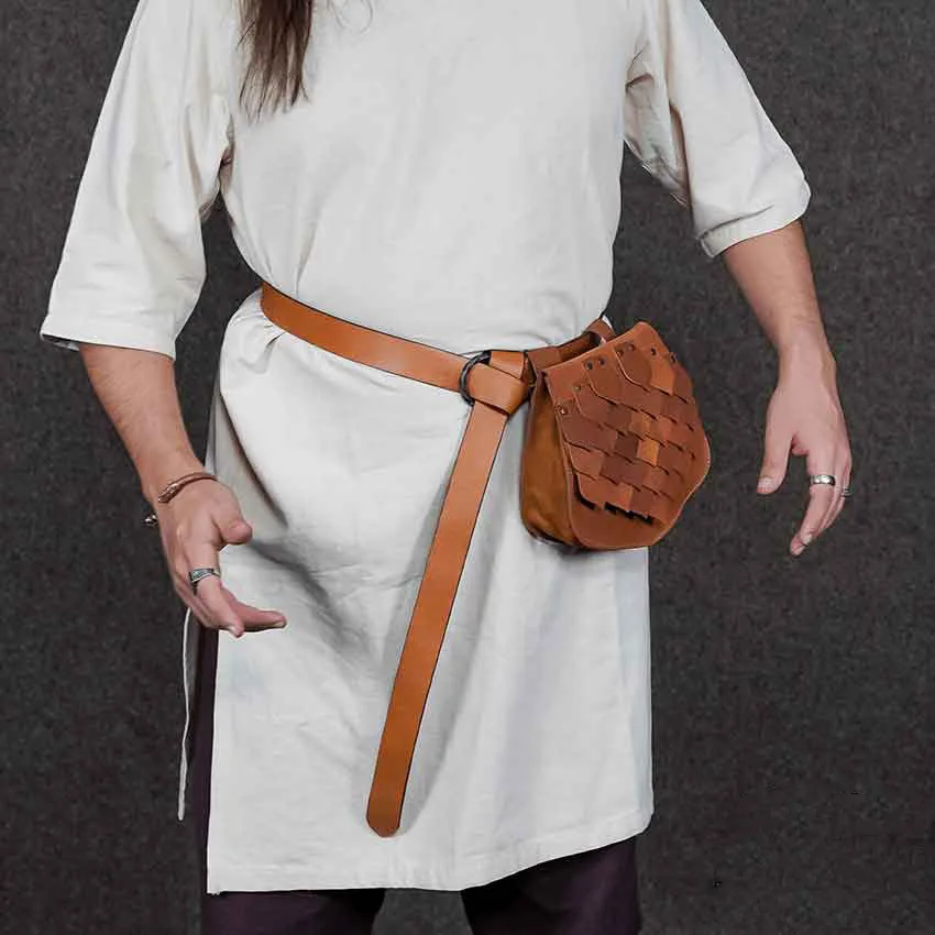 Średniowieczna Saszetka Biodrowa z Imitacji Skóry w Łuskę, Akcesoria do Kostiumów LARP dla Kobiet i Mężczyzn