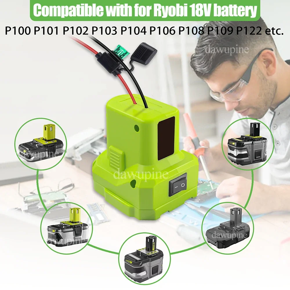 ワイヤーハーネスコネクタ電源ホイールDIYアダプター40Aヒューズ、リョービ18Vリチウムイオンバッテリー用、ペグペレーゴ子供用乗用玩具P107 P108対応