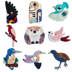 YAOLOGE Cute Bird Acrylic Brooches For Women Kids Creative Cartoon Animal Badge Brooch Pin Bag Decoration Party Dress Jewelry
