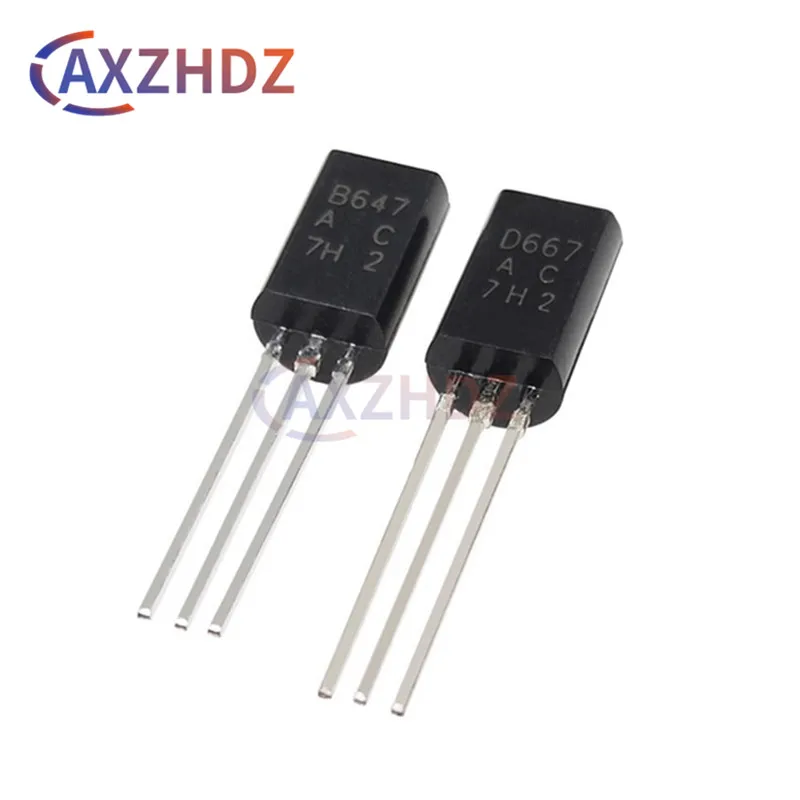 50PCS B647 D667 2SB647 2SD667 TO-92L 1A 80V 750mW NPN PNP Transistors DIP 2SD667A 2SB647A