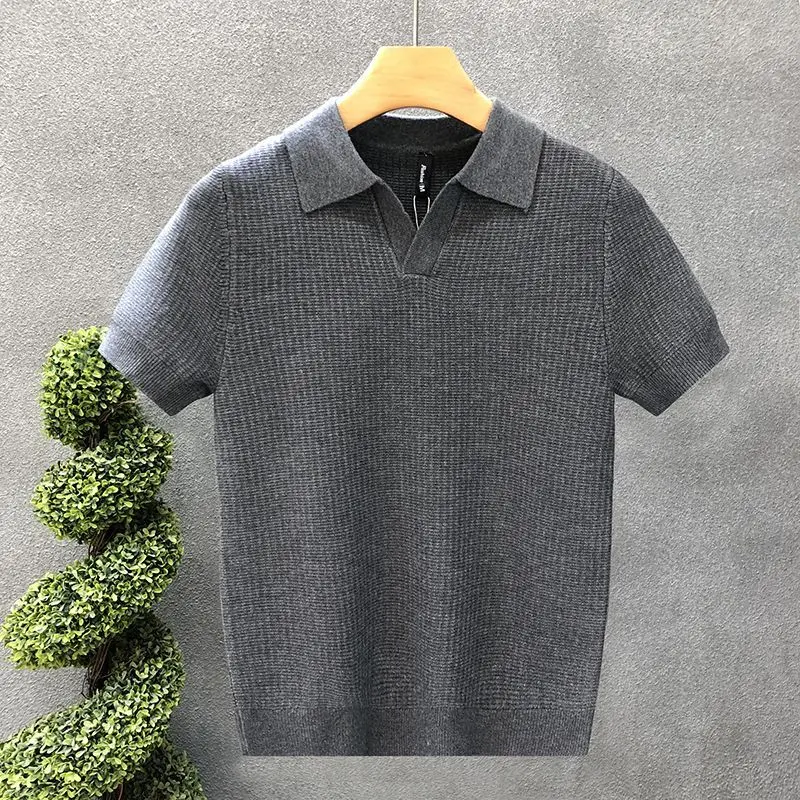 Lacoste Men's Polo Shirt, Korean Style Slim Fit Collar Solid Color Casual