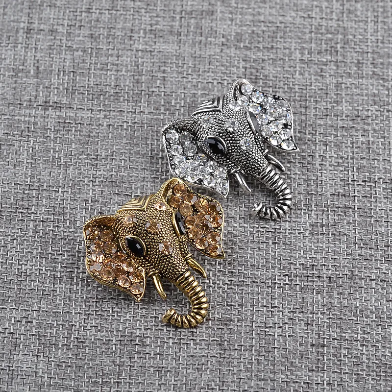 Creative Retro Elephant Animal alloy Enamel Pins Wolf Head brooch Corsage Clothing Accessories Collar Pin Buckle Wholesale