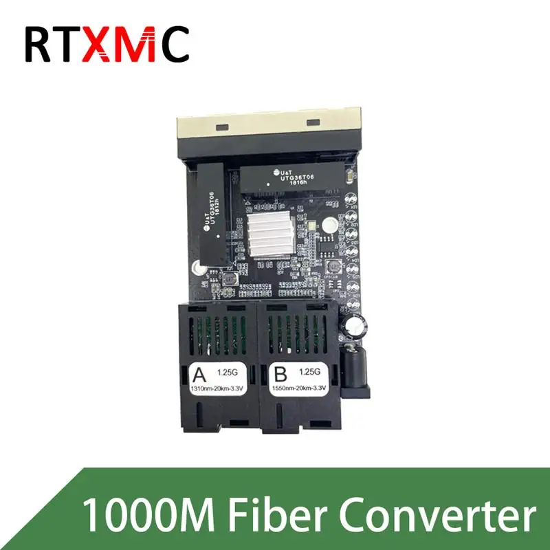 Top 5pcs2SC4GE Fiber Converter 10/100/1000M Gigabit Ethernet Switch Fiber Optical Media Converter SingleMode 4RJ45 UTP and 2SC