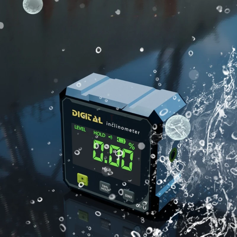 Inclinometer 4-Sided Magnetic Dual-Laser Tilt Meter Compact Slope Measurement Angle Ruler with Laser Alignment for Construction