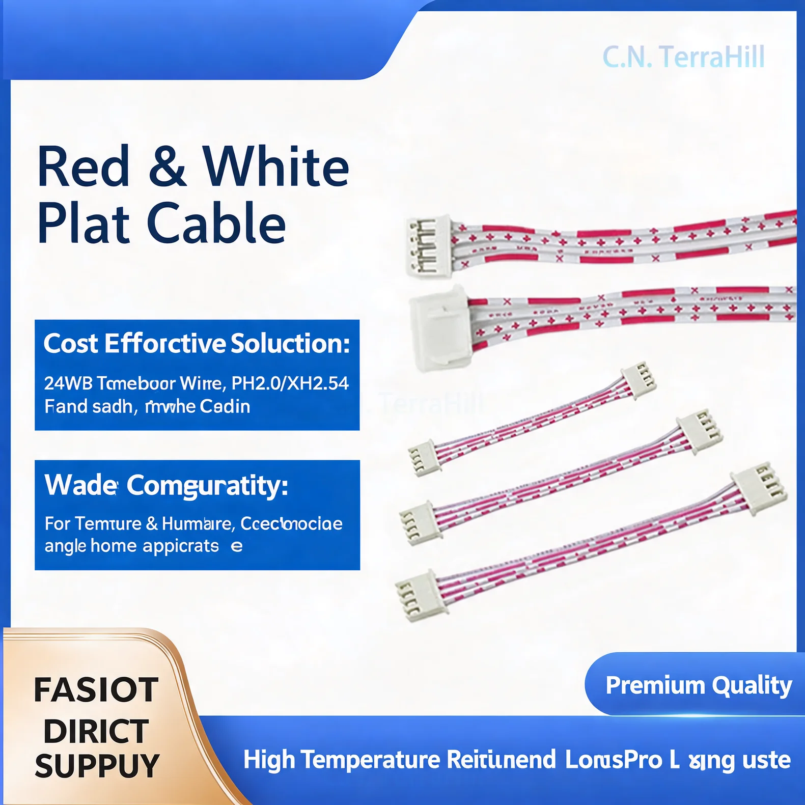 XH2.54mm PH2.0mm 4Pin Dual Head Terminal Wire Red White Ribbon Cable for PCB Wiring DIY Electronics