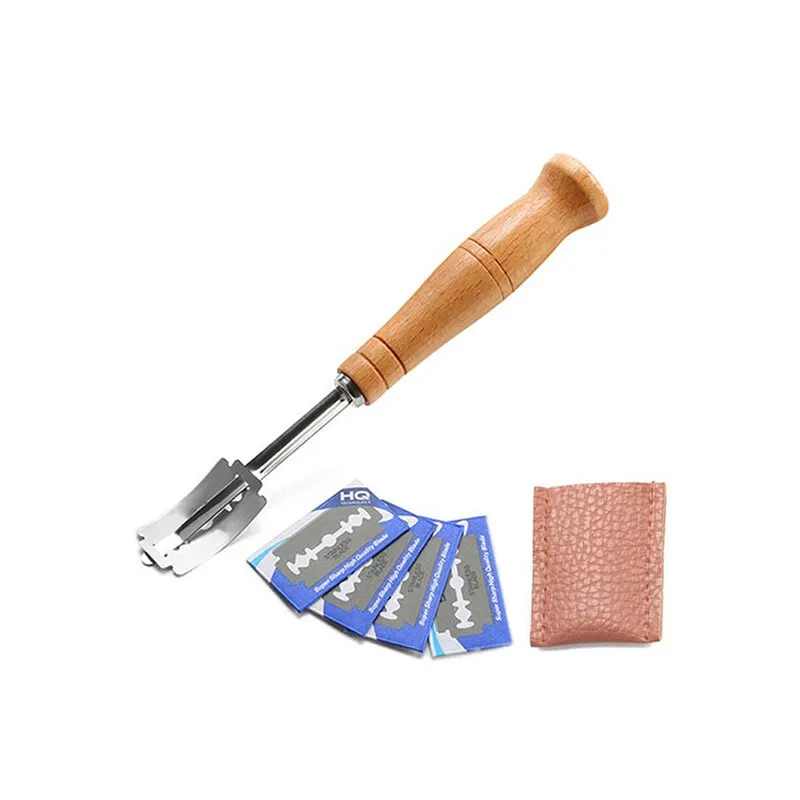 Holzgriff Sauerteig Brot Scoring Lame Brot Schnittwerkzeug mit 5 Klingen Bäcker Lame Teig Scoring Messer
