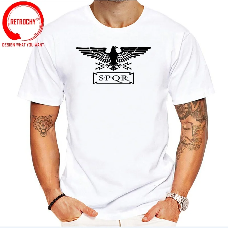 SPQR Roman Eagle T Shirt Men Religious War  Fashion Trendy Casual Clothing Stylish Tops Tee Shirt Leisure Tshirt Men's T-Shirt