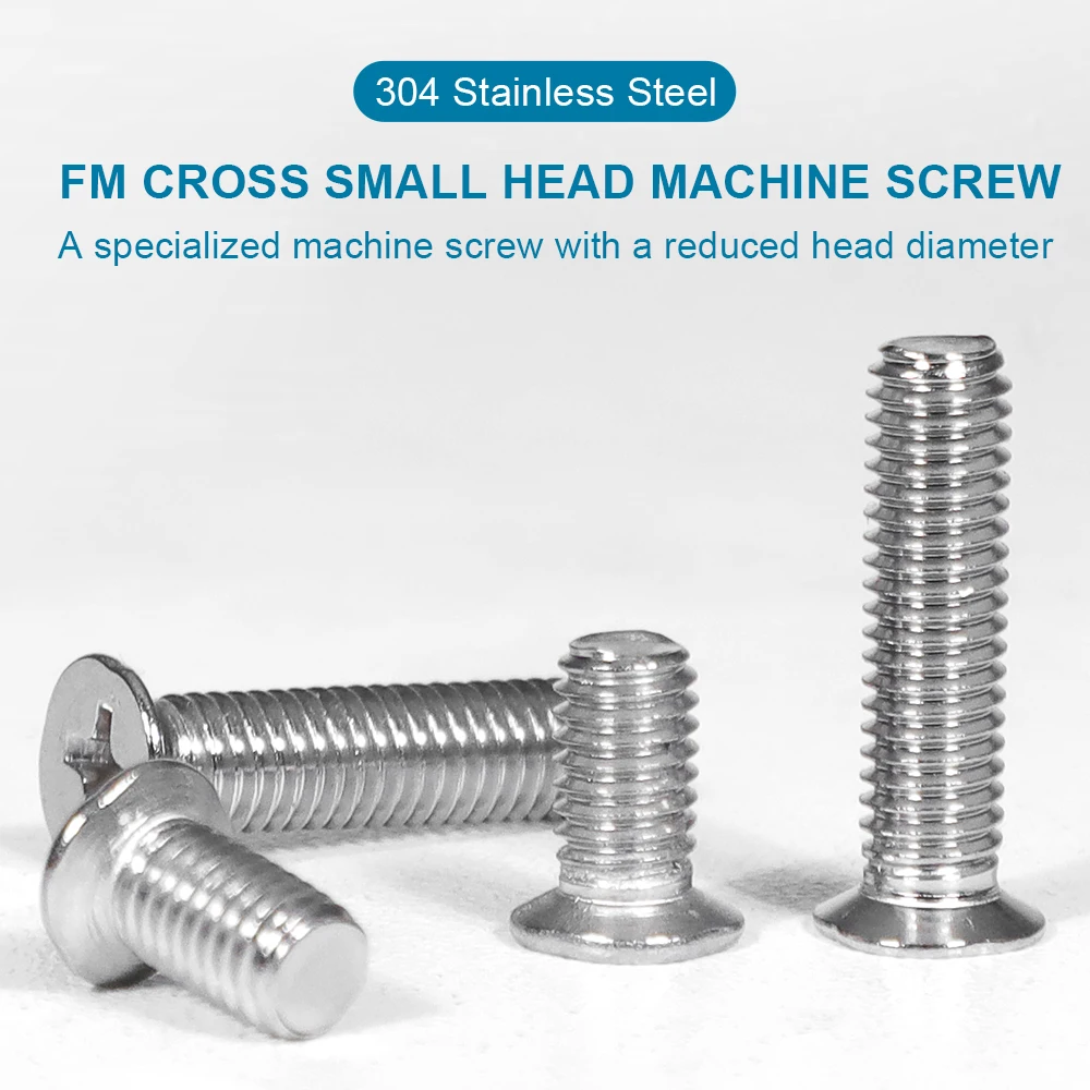Non-standard Precision FM Cross Small Flat Head Screw 304 Stainless Steel M2 M3 M4 M5 M6 Narrow Head CSK Phillips Machine Screw