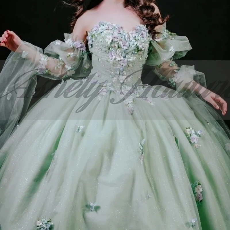 Dostosowane księżniczka dziewczyna Quinceanera sukienki koronkowa aplikacja gorset suknia balowa kobiety bal sukienka na przyjęcie urodzinowe Vestido 15 Anos 2025