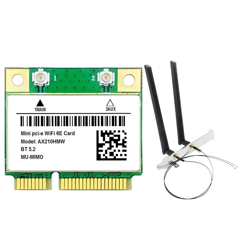 

A27Q-AX210HMW Wifi Card With Antenna Wifi 6E Mini PCI-E AX210 802.11Ax/Ac 2.4G/5G/6Ghz BT5.2 Wireless Adapter For Laptop
