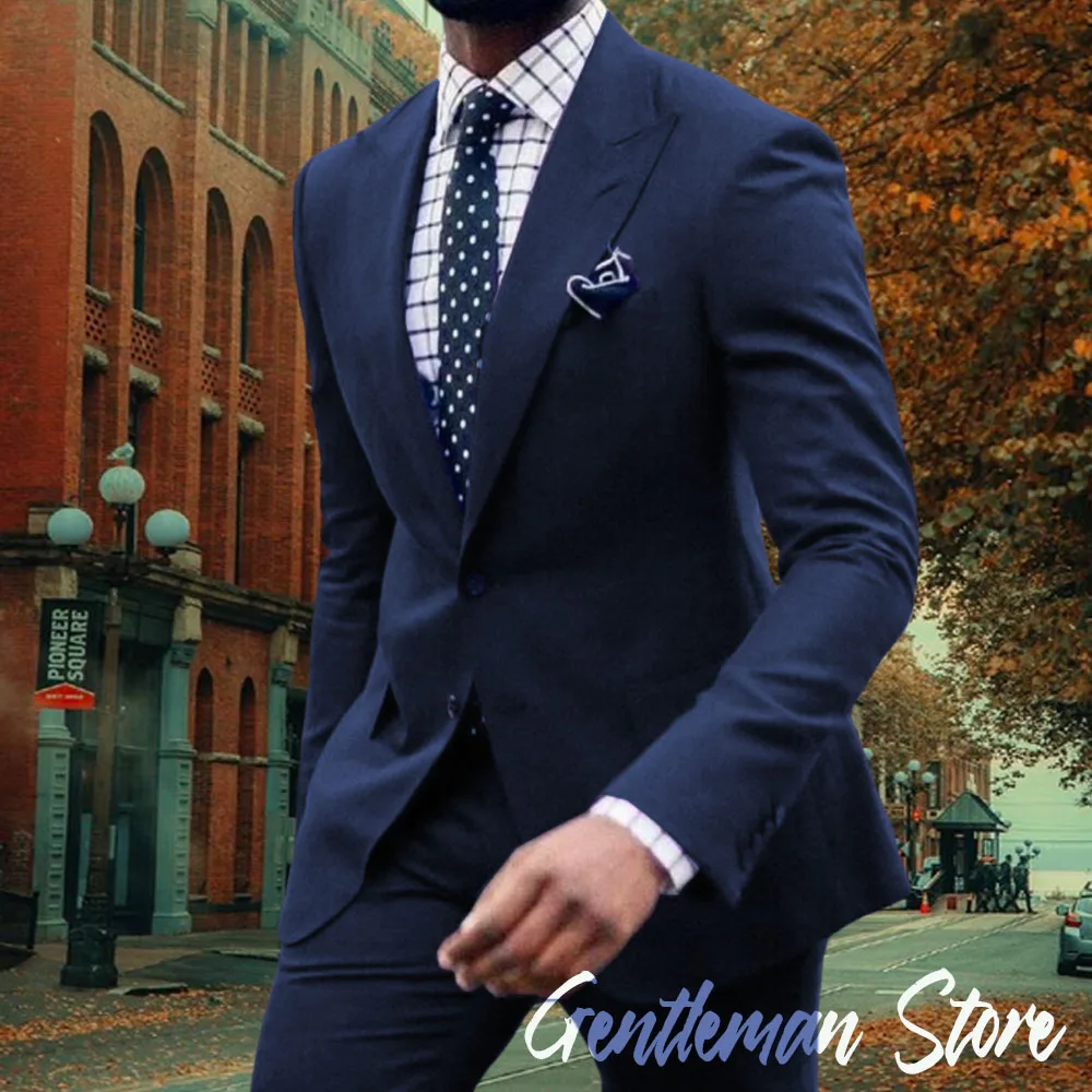 Classic men's business suit 2pc set suit Jacket Suit Pants Single breasted slim fit suit set groom suit set Man tailcoat set