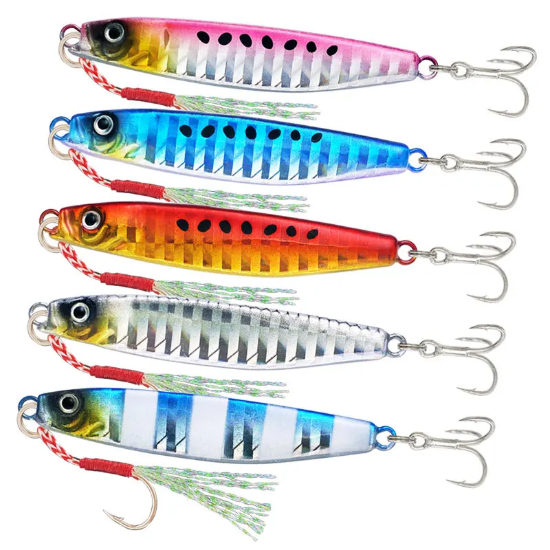 

LIANMAN 5 Pieces of 20g Iron Plate Lead Bait for Long-range Sea Fishing Biomimetic Bait Three Blood Tank Hook Fishing Tool