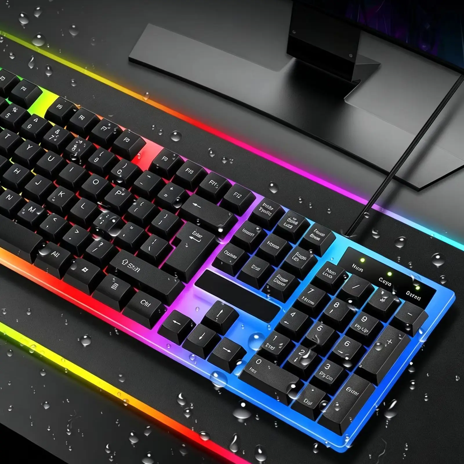 Mechanical Touch Feel RGB Backlit Wired Keyboard Gaming/Office Ergonomic Design Keyboard Support Waterproof  For PC Computer