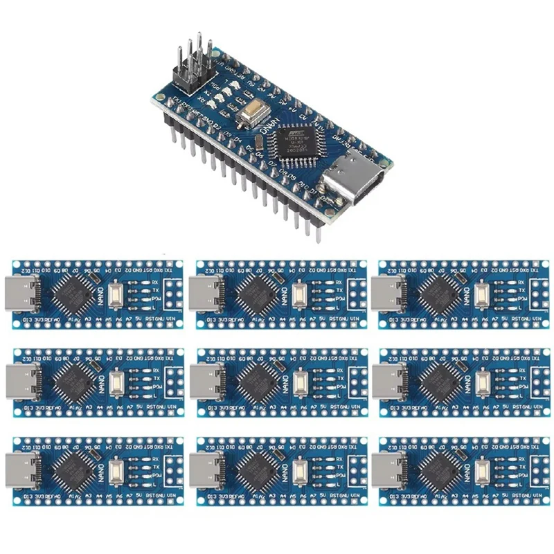 10Pcs For Arduino Nano V 3.0 Atmega328 Controller Compatible Board Module PCB Development Board TYPE-C USB NANO-AU32