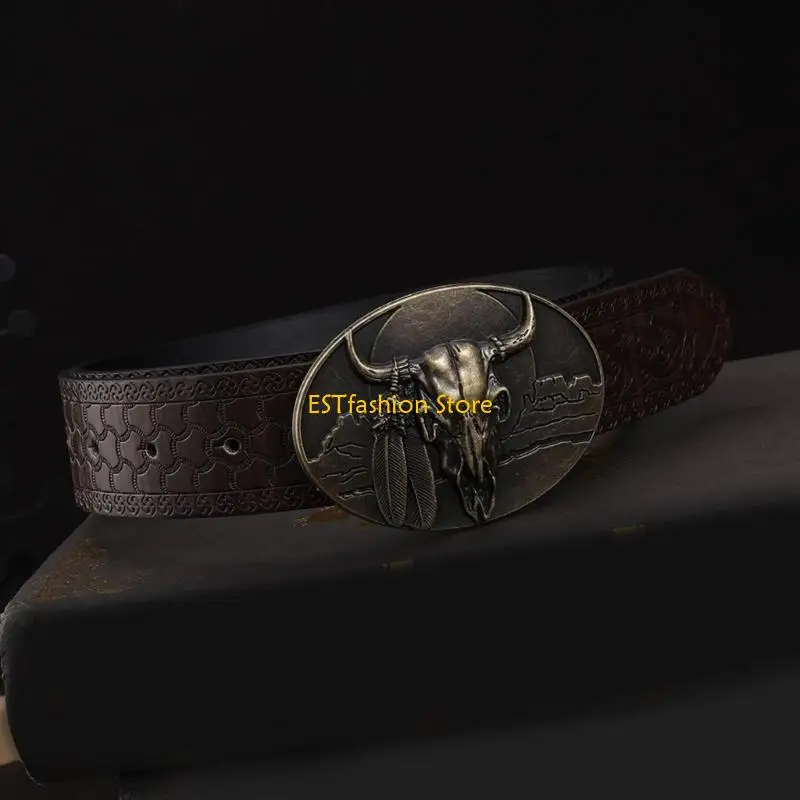 Y5GC الثور رئيس مشبك للمراهقين حزام رجالي دلاء معدنية للسراويل الملابس الرائعة والاكسسوارات خمر حزام مشبك الكبار