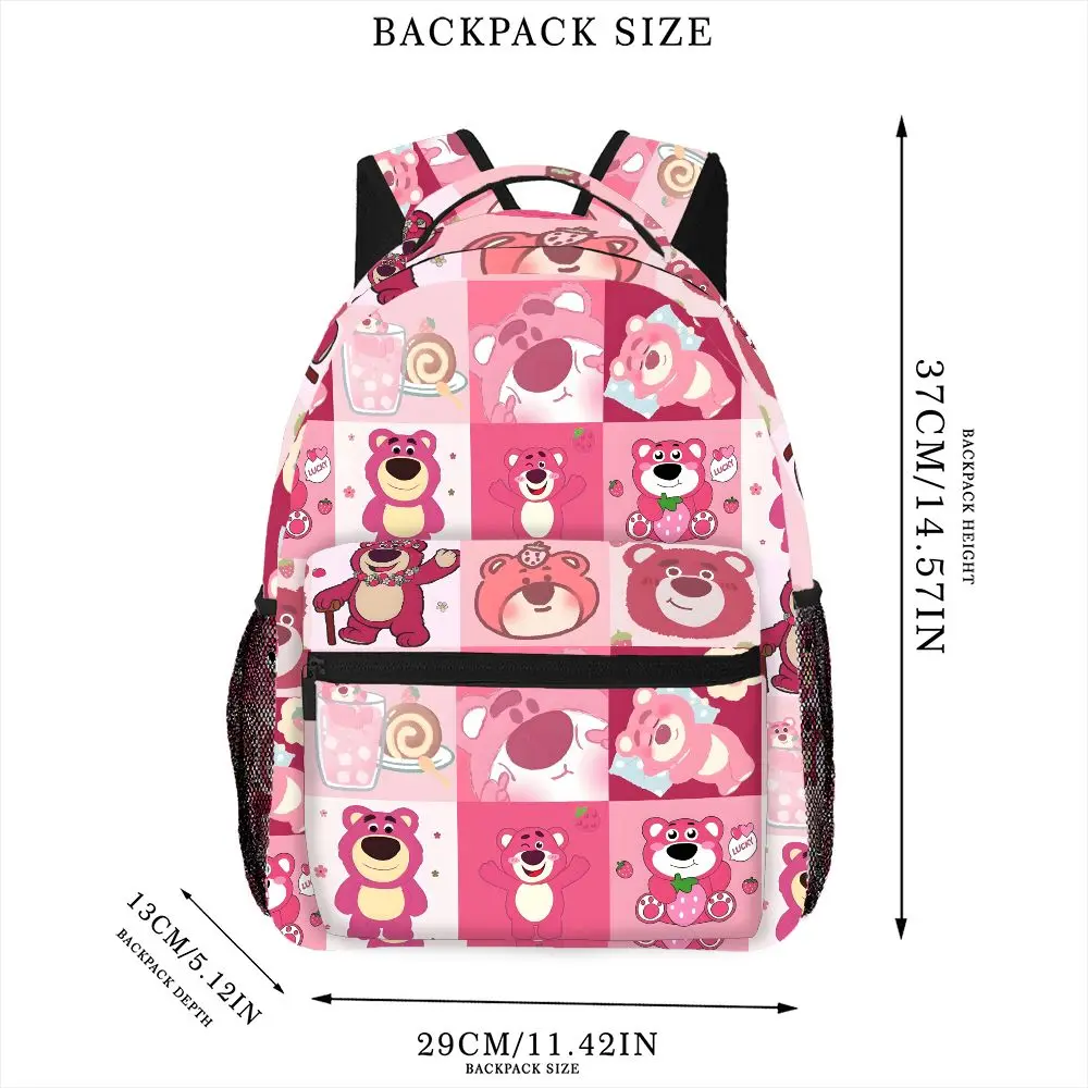 ディズニー ストロベリーベア バックパック、カジュアルバッグ、大容量、高品質ギフト、パーソナライズされた日常使用