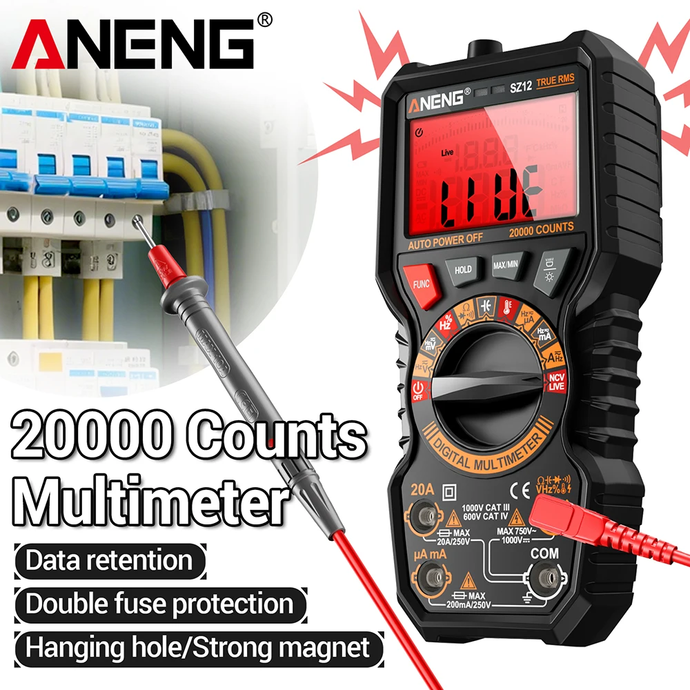 ANENG SZ12 Digital Multimeter 20000 Counts True RMS Auto Ranging Multimeter with NCV Temperature Test for Electricians