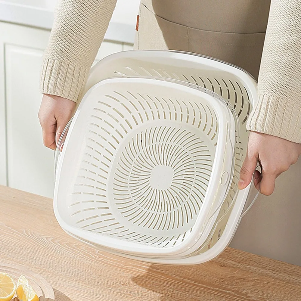

Easy To Use Easy To Clean Vegetable Drain Basket Double-Layer Multifunctional Washing Basket Removable Colander Kitchen