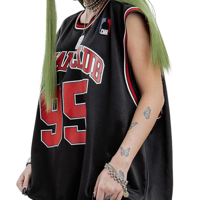 Oversized Vest Harajuku Streetwear Hip Hop Goth Basketball Jersey SC95 Satan Club Graphic Sleeveless Tank Top Y2K Women Clothing