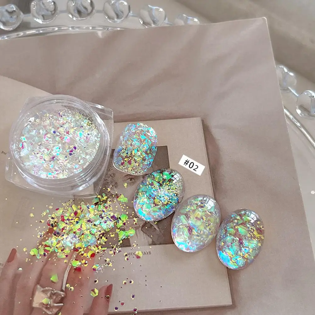 Super Sparkle Iridescent Nail Glitter Flakes 3D Chasing Light Irregular Sequins Powder Decor Shiny Manicure DIY Materials