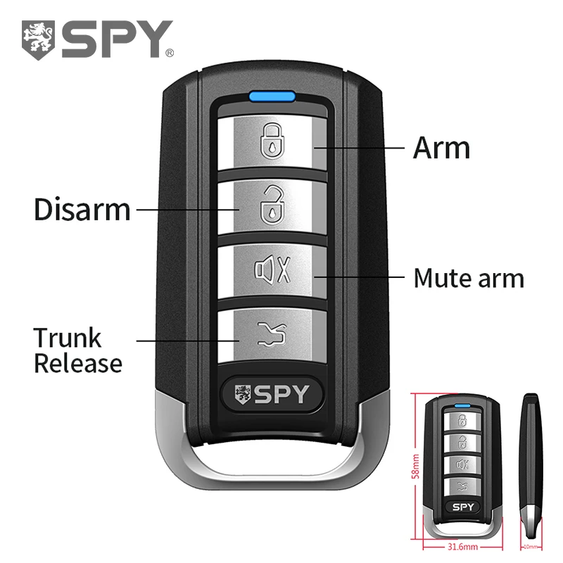 SPY Car Burglar Alarm Smart Key Central Locking Keyless Entry Anti-theft with 433.92MHz 300m Range one-button alarm remote start