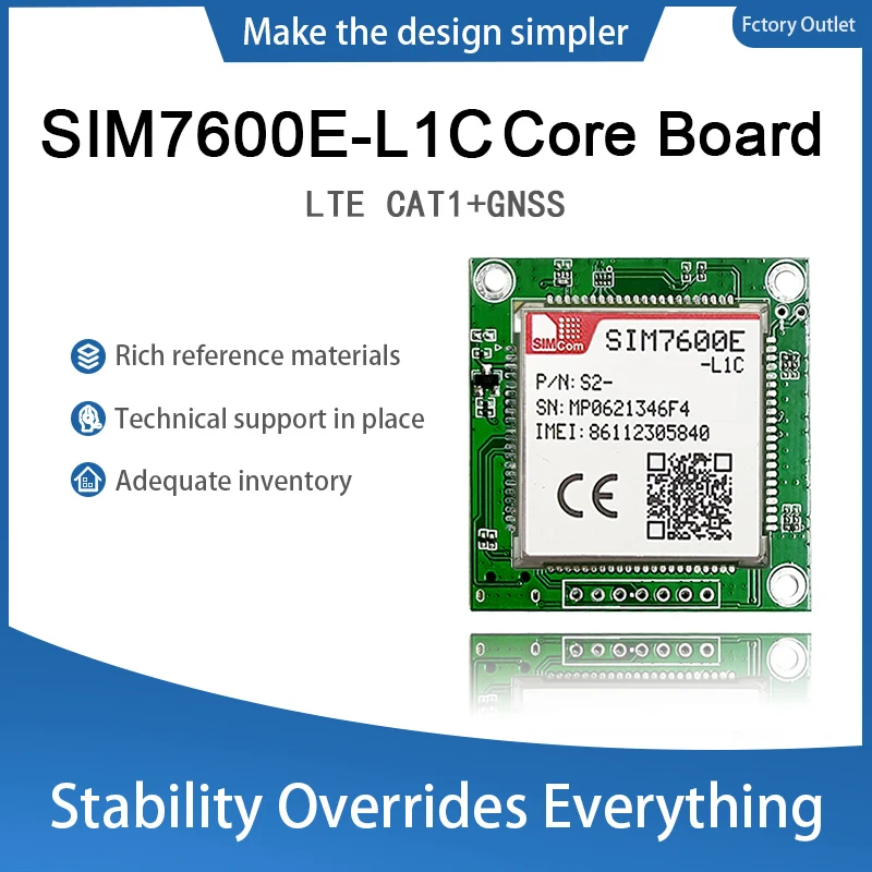 Hot Seller Low Cost LTE CAT1 SIM7600E-L1C Modem Breakout SIM7600E-L1C Single-row pin Core Board with Antenna