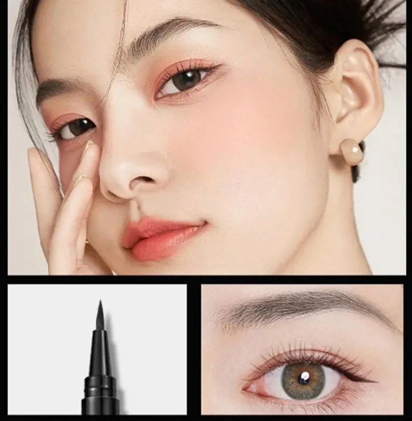 Black Liquid Eyeliner Waterproof Long Lasting Eye Liner Pencil Quick Drying Not Bloom Natural Eyeliner Liquid Pen Cosmetic Brush