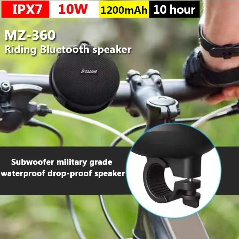 Bike Portable Bluetooth Speaker With Detachable Bicycle Mount Outdoor IP67 Waterproof Riding Built-in Mic TF Card MIni Subwoofer